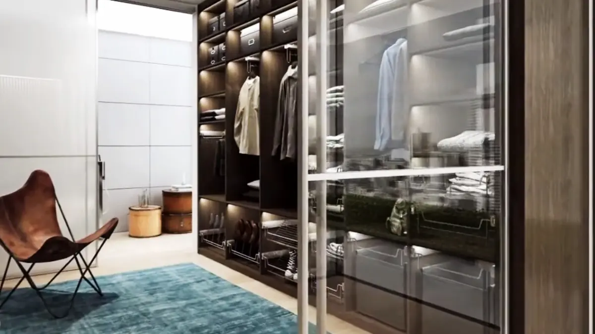 Closet com portas de correr em vidro