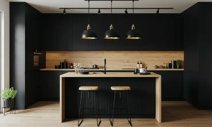 Cozinha planejada moderna na cor cinza chumbo com armários sob medida – projeto Art Closet