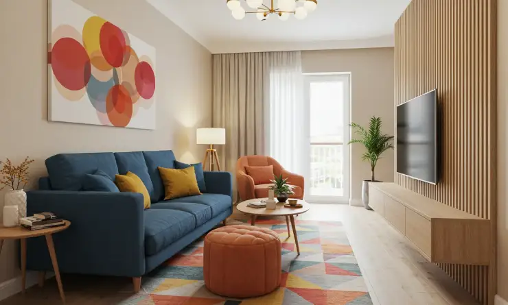 Móveis planejados para apartamentos pequenos com home theater ripado – projeto Art Closet