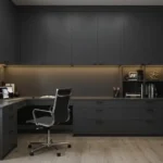 Móveis planejados para home office moderno em cinza chumbo – projeto exclusivo da Art Closet