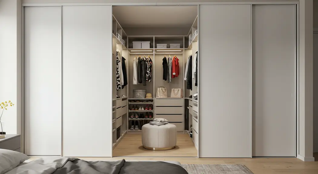 Closet planejado branco com portas e acabamento sob medida Art Closet