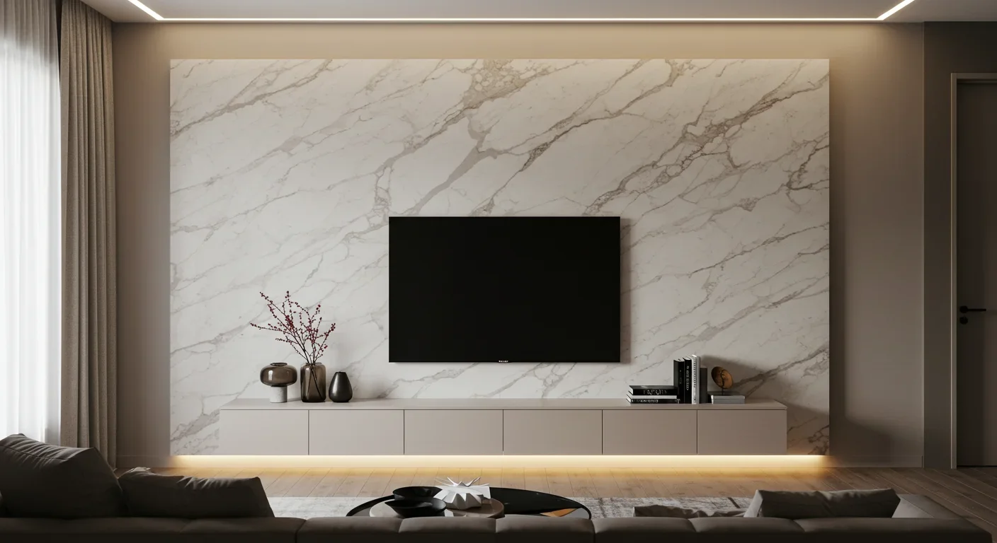 Painel marmorizado de luxo para home theater — Art Closet